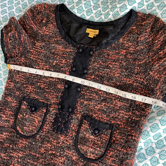 LULUMARI Anthropologie Multi Colored A Line Dress w/ button Detail sz Large - Picture 12 of 16